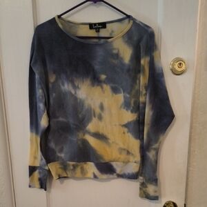 Lulu's | Navy and Mustard Tie-Dye Long Sleeve Top